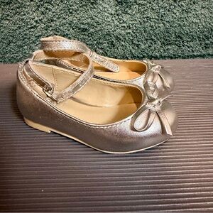 Janie & Jack Metallic Ankle Strap Bow Ballet Flat